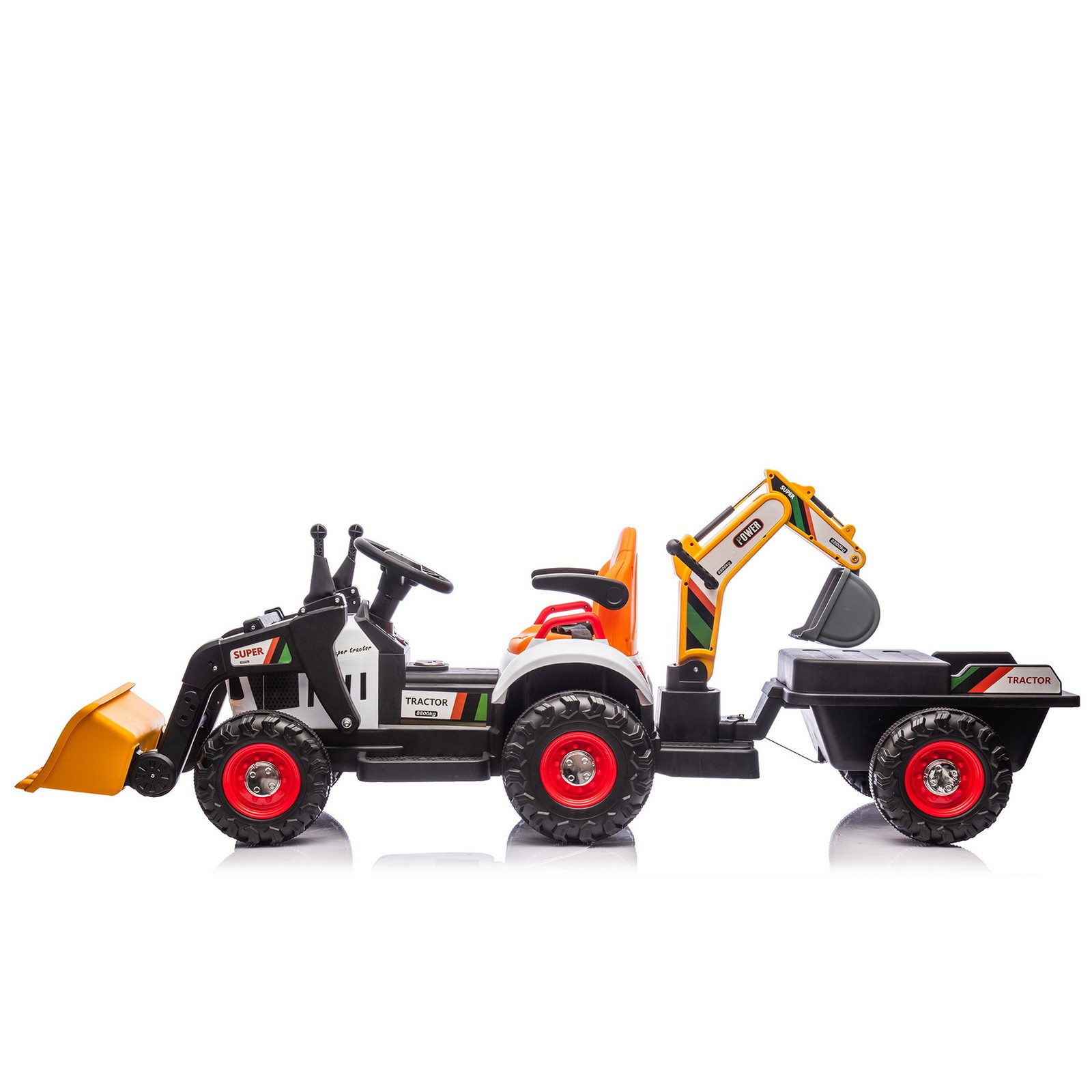 24V Kid Ride-On Electric Excavator Tractor Bulldozer Truck 4in1 Remote LED Music