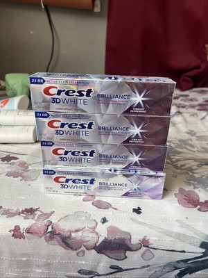 Crest 3D White Toothpaste Brilliance Vibrant Peppermint 2.4oz 4 Pack