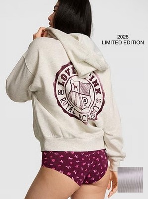 NEW VS PINK 2026 LIMITED EDITION ROYAL ACADEMY FULL ZIP HOODIE HEATHER GRAY