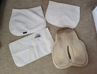 Beval Sheepskin Half Pad and 3 White Quilted English Saddle Pads — photo 2