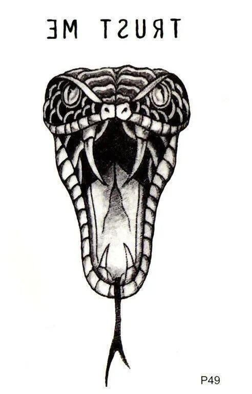 QUEEN OF ENVY Trust Me Snake Temporary Waterproof Tattoos Women Mens Kids Fake Sticker Arm