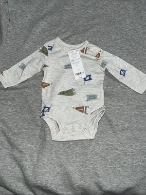 Carter s Baby Football Pennants  Touch Down  Long-Sleeve Bodysuit (Heather Grey)