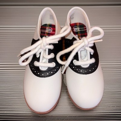 Smartfit Black & White Saddle Shoes Girls 10.5 Sock Hop Costume Cheer Vintage