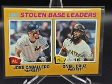 2026 Topps Heritage '25 Stolen Base Leaders #4 Yellow Border Caballero/Cruz