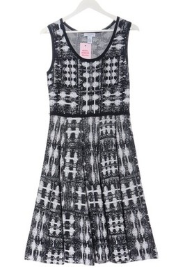 CARMEN MARC VALVO Strickkleid Damen Kleid Gr. DE 38 hellgrau-schwarz Casual-Look