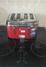 Russell Hobbs 4-Slice Toaster Brushed Stainless Steel Red