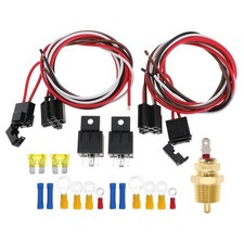 Dual Electric Fan Wiring Kit With Thermostat Radiator Temperature Sensor Switch