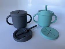 Mason Bottle Silicone Training Cups for Babies/Toddlers 2-Pack   Sippy, Snack