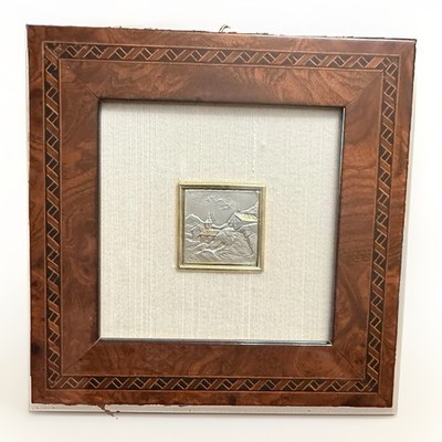 Acca Castallani Vintage Italian Sterling Silver Alpine Relief Plaque Marquetry
