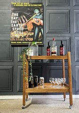 Vintage Mid 20th Century Heals Oak Cocktail Gin Bar Serving Trolley