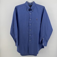 Ralph Lauren Yarmouth Blue Pinpoint Oxford Shirt Men  s 16.5 L Long Sleeve Cotton