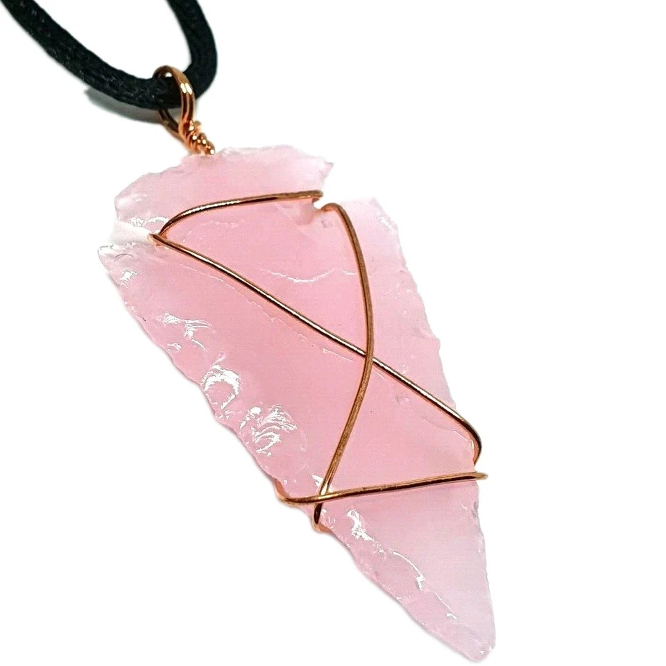 Collar Colgante Punta de Flecha Opalita Rosa Potente Gema Argonón Peruano Joyería Foto 4 de 4