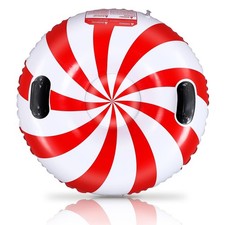 Large 35 Inflatable Snow Tube for Adults, Christmas Red and White Peppermint ...