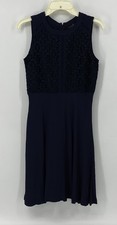 Ann Taylor Lace Fit Flare Lined Size 2 Dress Navy Blue Sleeveless NWT Lace