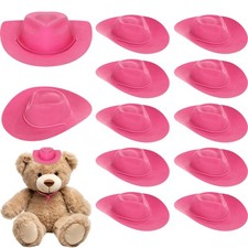Xtinmee 12 Pcs Mini Cowboy Hats for Party Plastic Tiny Small, Pink