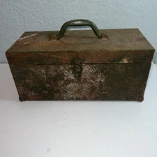 Vintage Kennedy Kits Tool Box Bighorn Line Green Rusty Metal 16x7x7