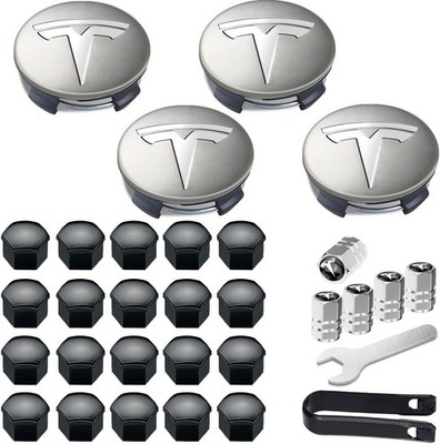 Radkappen Set ABS Silbergrau 24-teilig  Passgenau Tesla Model 3 Y