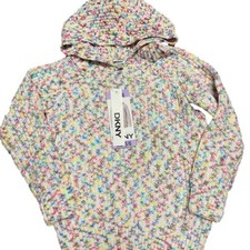 DKNY Girls Chenille Knit Hooded Sweater Soft Size XS NWT