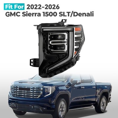 Full LED Headlight For 2022-2026 GMC Sierra 1500 SLT Denali Left Driver Side LH