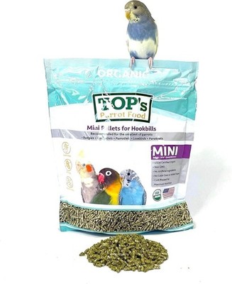 TOP's Parrot Food Mini Pellets for Hookbills Non-GMO Peanut Soy & Corn Free 1lb