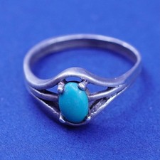 Size 4, vintage Sterling silver handmade ring with turquoise, Native American