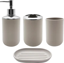 Bathroom Accessory Set, 4 Pcs Shatter-Resistant Resin Bathroom Accessories Set I
