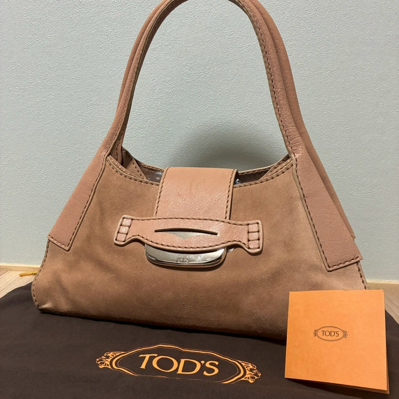 TOD'S Borsa a mano in pelle scamosciata rosa beige borsa a mano Y2K