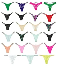 VICTORIA'S SECRET SHINE STRAP RHINESTONE THONG PANTY BLING XS S M L XL XXL NWT