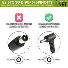 Alimentatore AC Per HP Pavilion 15-AB155SA – 45W, 19.5V, 2.31A, Punta 4.5x3.0mm