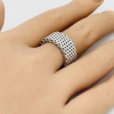 Size 9 Tiffany & Co Somerset Mesh Weave Flexible Mens Unisex Ring
