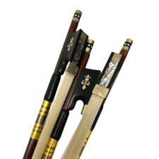 3pcs Full size Violin Bow 4/4 Brazilwood stick Ebony Frog with Nice inlay
