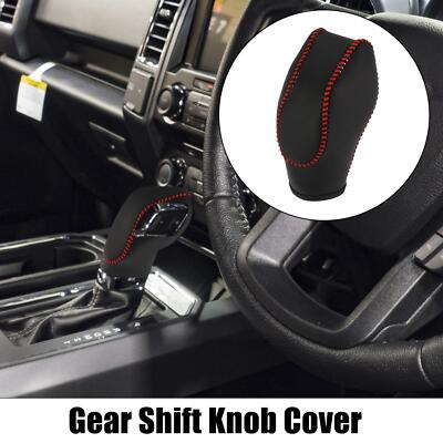 Faux Leather Gear Shift Knob Cover – Fits Ford Escape, Fusion, Focus, Fiesta, EcoSport (Red Line)