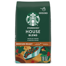 Ground Coffee, Medium Roast Coffee, House Blend, 100 Arabica, 1 Bag 18 Oz