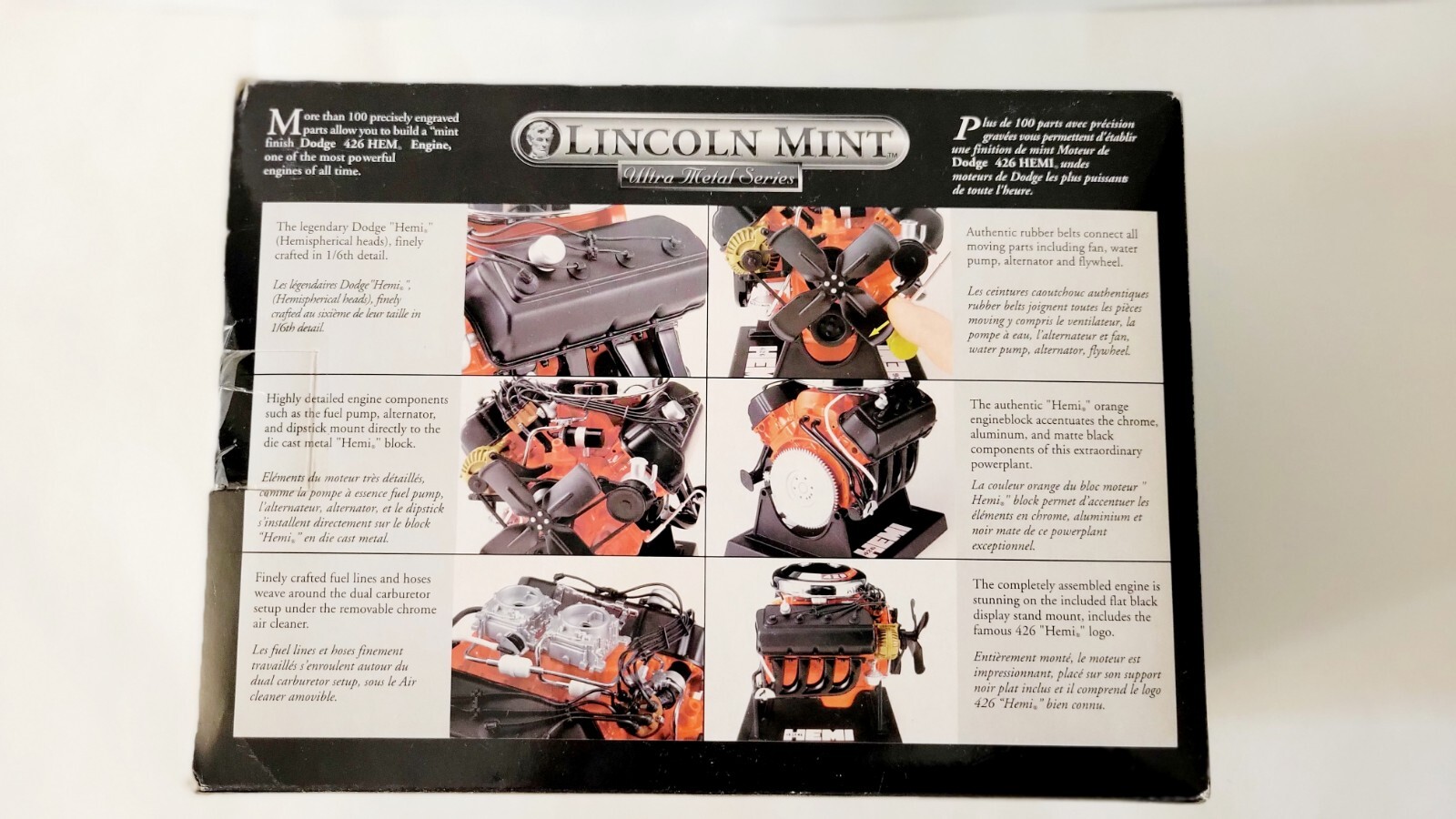 Testors Lincoln Mint Ultra Metal Dodge 426 Hemi Engine 1/6 Scale Model