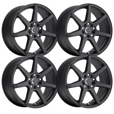 (Set-4) Raceline Evo Black 17X7.5 5X108/5X114.3 +40mm wheels rims 17 ...