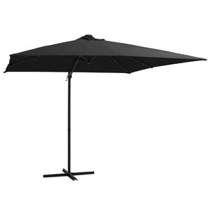 Vidaxl Cantilever Umbrella With Led Lights And Steel Pole Black Patio Parasol 8719883758978 Ebay