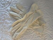 Vintage Nylon Faux Pearl Detail Dress Gloves
