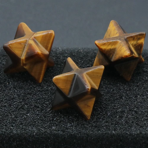 10pcs 14mm Natural Tiger Eye Stone Merkaba Star Healing Reiki Adventurine Decor