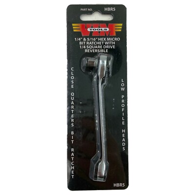 VIM Tools HBR5 1/4'' and 5/16'' Hex Micro Bit Ratchet with 1/4'' Square Drive