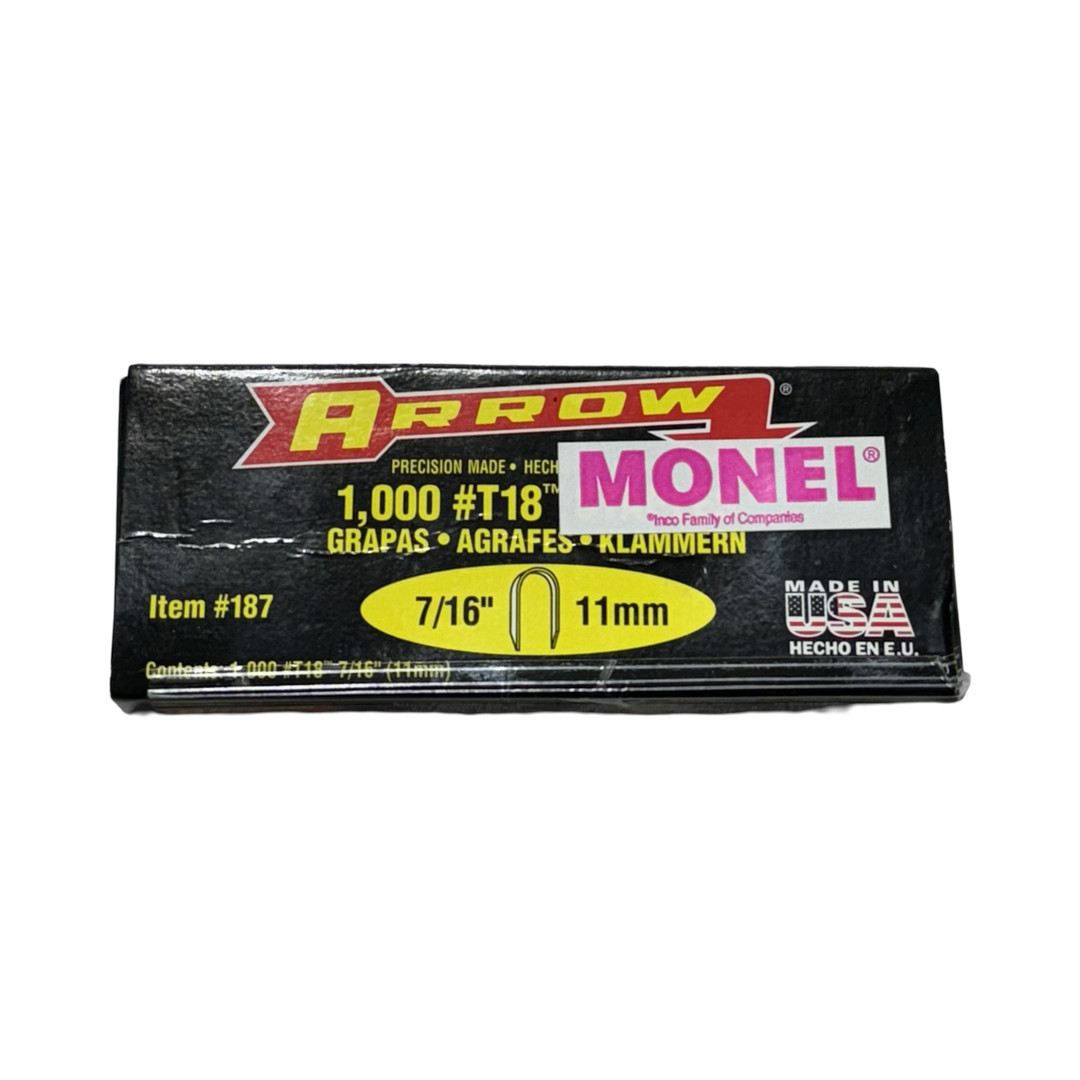 Arrow T-18 7/16" Monel Staples for T18 Tacker 1000 Pack USA 