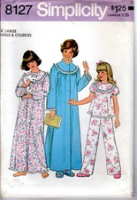 "Girls' & Chubbies' Nightgown, Pajamas & Robe" Simplicity Sewing Pattern # 8127