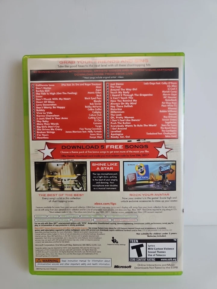 Lips Number One Hits Game Xbox 360 Game CIB Complete With Manual Video Game Sing - Image 2 of 3