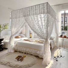 Mosquito Net Lace Netting Sleeping Bed Canopy With Tubes Romantic Dust Proof New