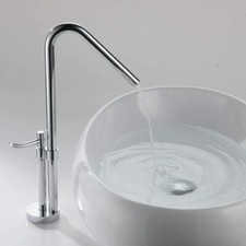 Modern Chrome Vessel Sink Faucet Single Handle High Arc Solid Brass Bathroom