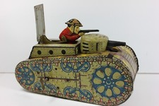 Vintage Marx Doughboy Tank Tin Wind Up Toy Working Condition w/ Key