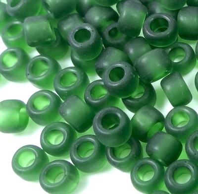 6/0 Fine Japanese TOHO Seed Beads - Transparent-Frosted Olivine (200)