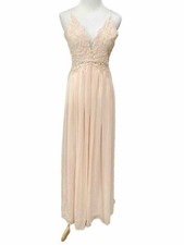 Fashion Nova Dreamy Embroidered Goddess Gown Dress Size L Sheer M17670 Prom NWT