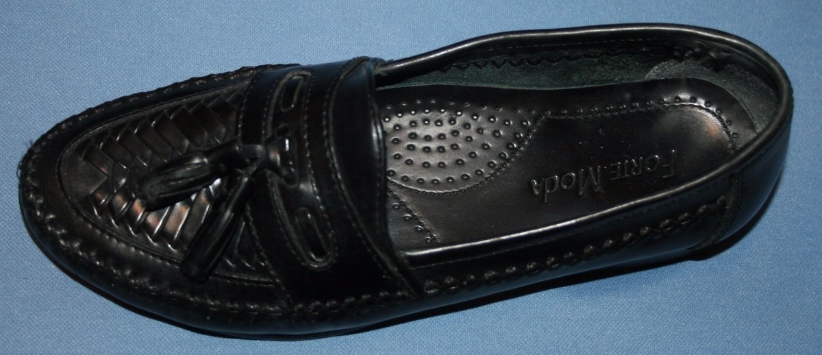 Forte Moda Sz 7D 7 D Black Leather Dress Shoes Slip On  display picture 3