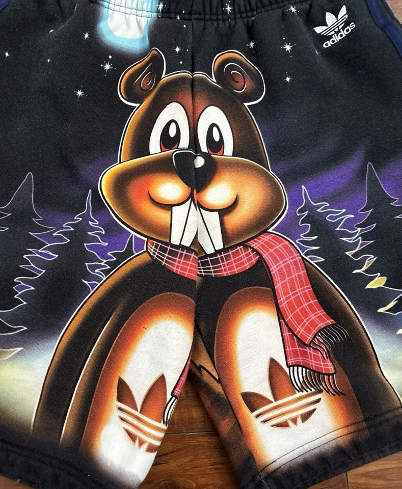 Adidas Originals x Kerwin Frost Squirrel Cartoon Print Shorts Size S Rare - Image 2 of 4