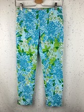 Lilly Pulitzer Size 0 Skinny Ankle Pants Resort Fit Blue Green Island 87368